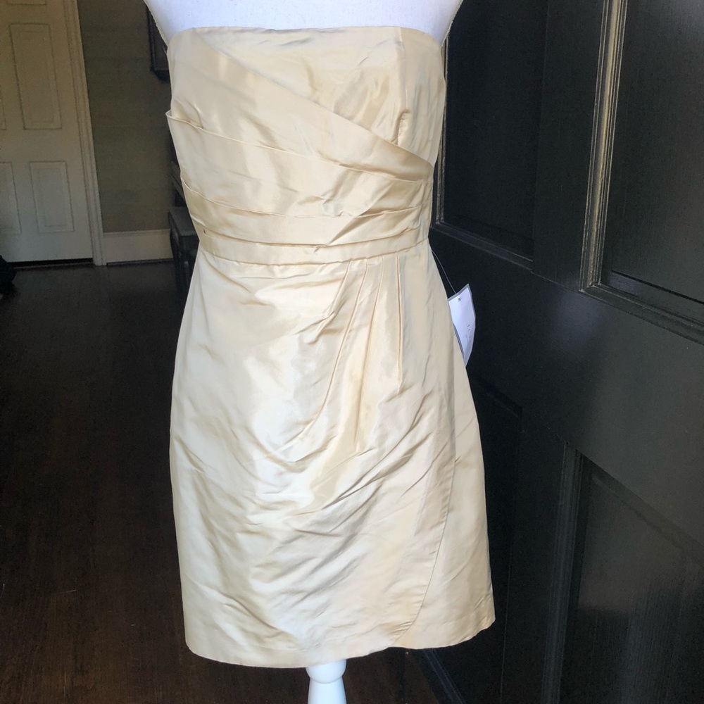 JCrew Champagne Strapless Silk Taffeta Selma Dress